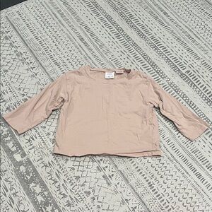 Tan Long Sleeve Crewneck T-Shirt | Size 2–3Y | Unisex | 100% Cotton